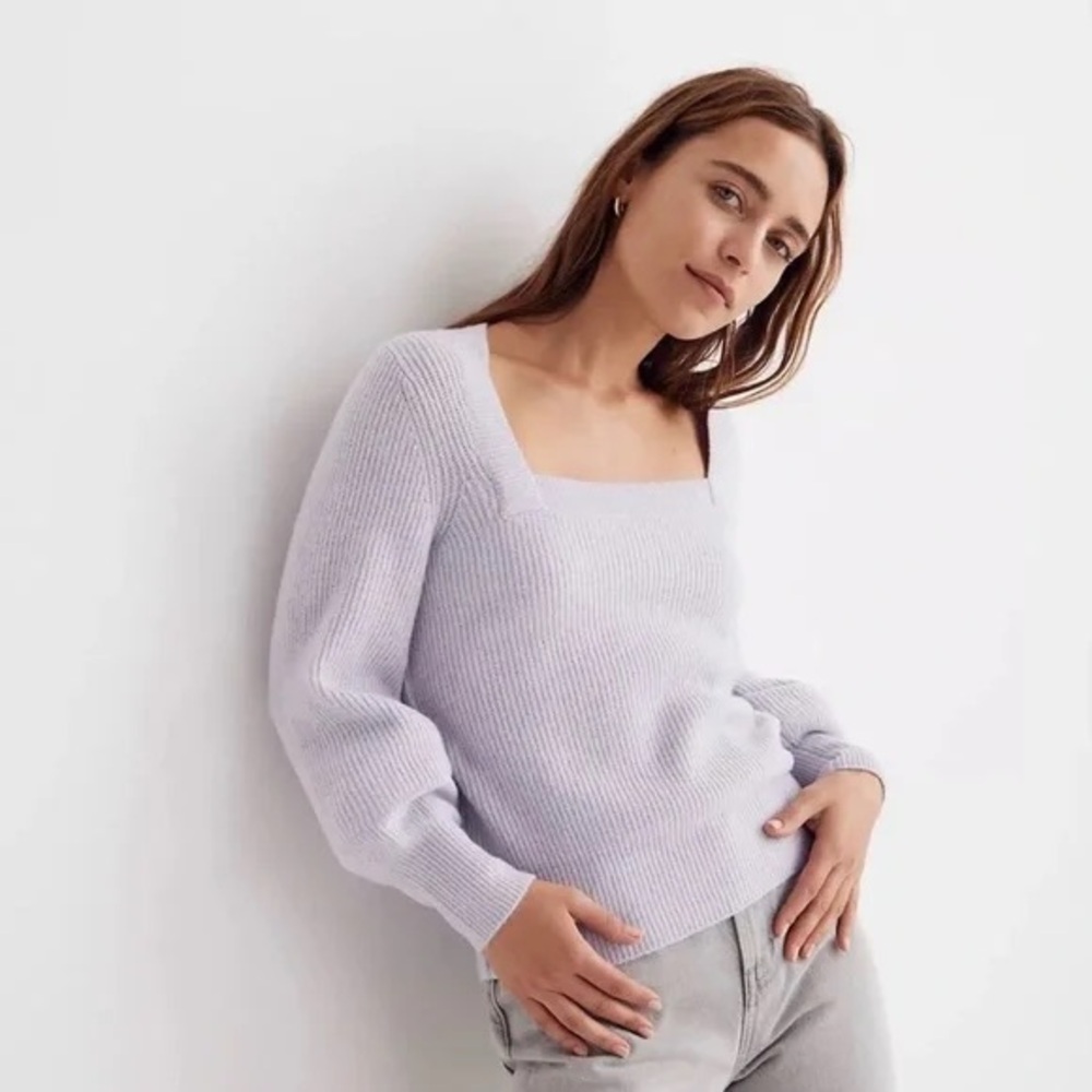 Madewell Melwood Square-Neck Pullover Sweater in coziest yarn